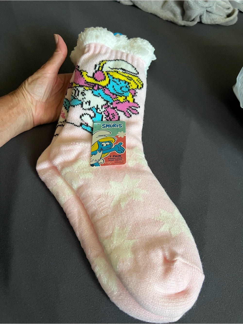 Smurfs Grip Sherpa Lined Socks, Fits Shoe Size 4-10, new with tag